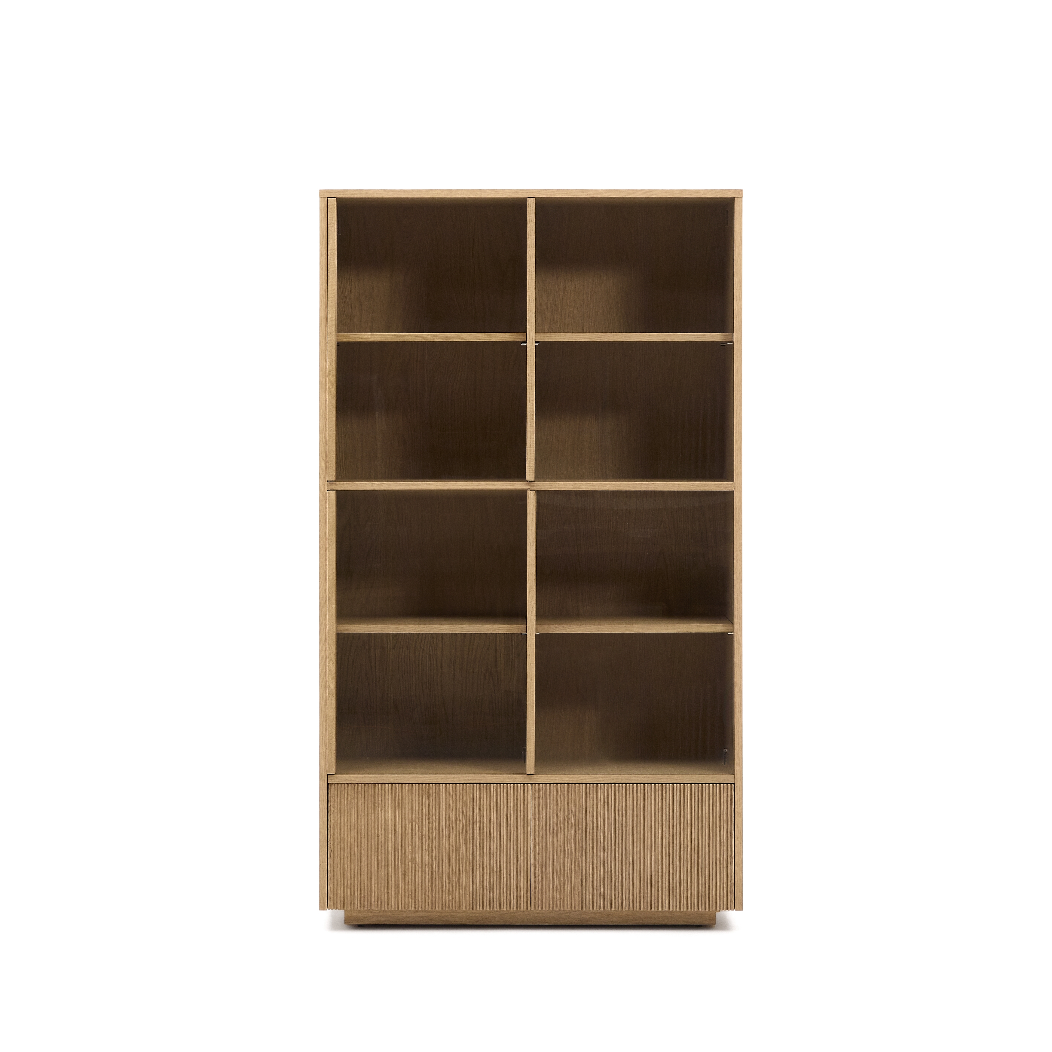 Витрина Helvine 4 двери 2 ящика дубовый шпон и закаленное стекло 100 x 174 La Forma 209207