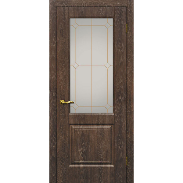 Межкомнатная дверь Graf Версаль-1 Сатинат, контурный полимер золото Дуб корица (2000 х 800)