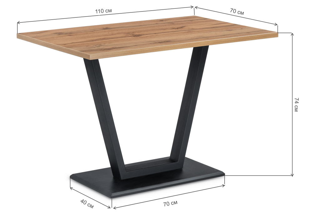 Стол деревянный Woodville Мичиган Лофт 110х70х74 25 мм дуб вотан / черный матовый 515300
