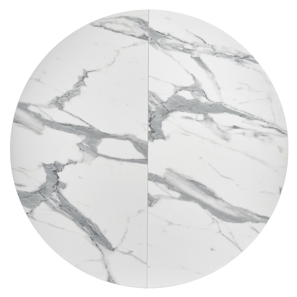 Стол Rudolf круглый раскладной 100-130x100x75см, белый мрамор, чёрный Bradex Home RF 0417