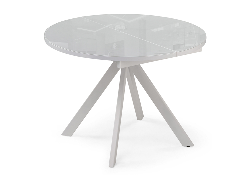 Стол стеклянный Woodville Ален 100(140)х100х74 ультра белое стекло / белый 516557