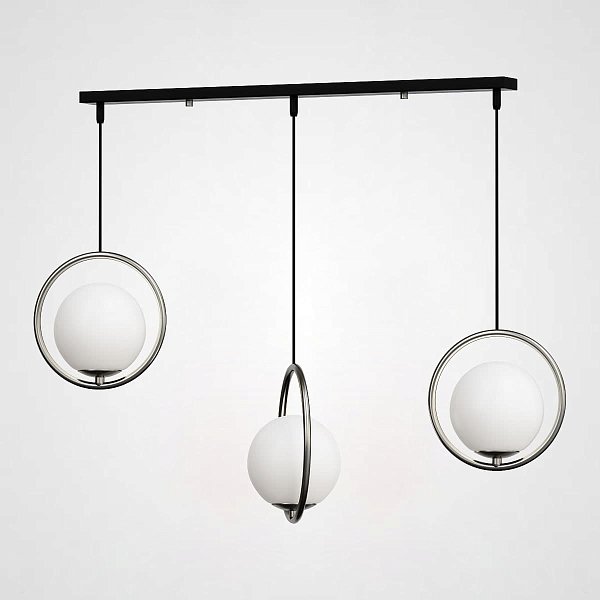 Подвесной светильник HOOP-TRIO Серебро, Круг, Планка by ImperiumLoft