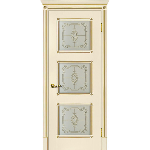 Межкомнатная дверь Graf Флоренция-4 Сатинат, контурный полимер золото магнолия, патина золото (2000 х 800)