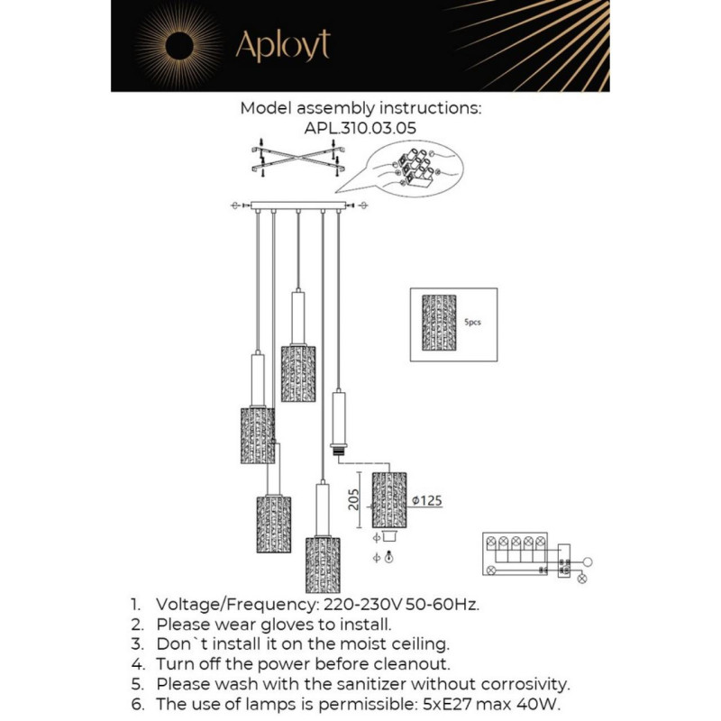 Каскадная люстра APLOYT APL.310.03.05