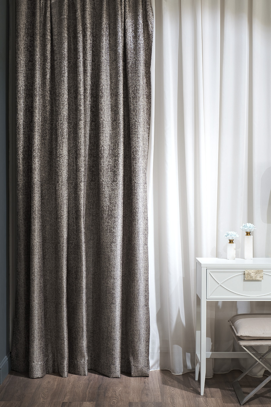 Портьера BARI 275х260см серебряная Garda Decor 121GD-TEL07-PORT SER