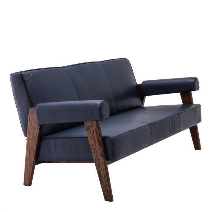 Диван Eichholtz Milo brown oak blue leather 114502