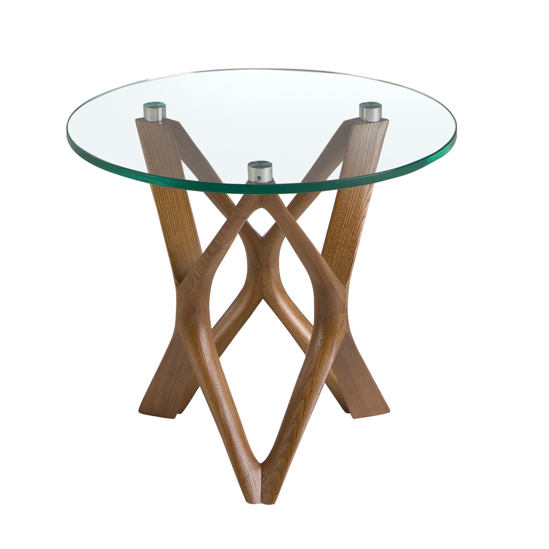 Круглый приставной столик 2127/LT17192 из закаленного стекла и ореха Angel Cerda