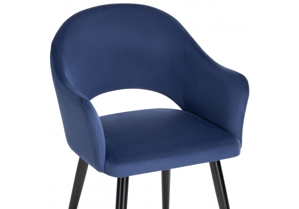 Стул Woodville Апри микровелюр темно-синий / черный глянец 464182