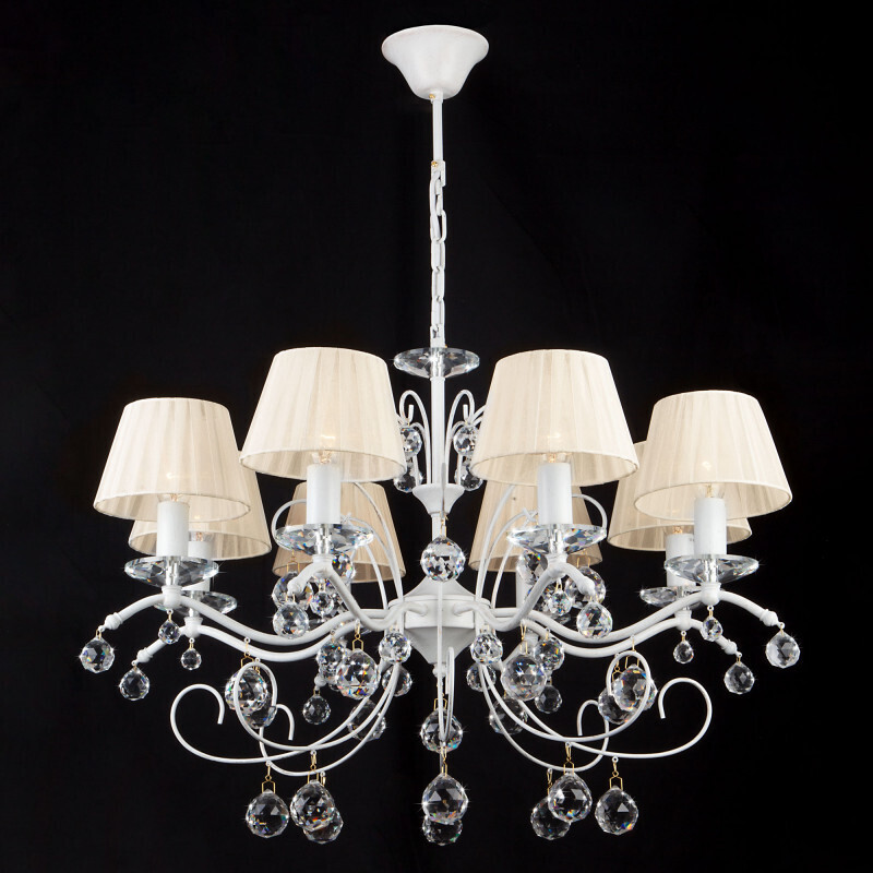 Подвесная люстра Eurosvet 10058/8 белый с золотом/прозрачный хрусталь Strotskis