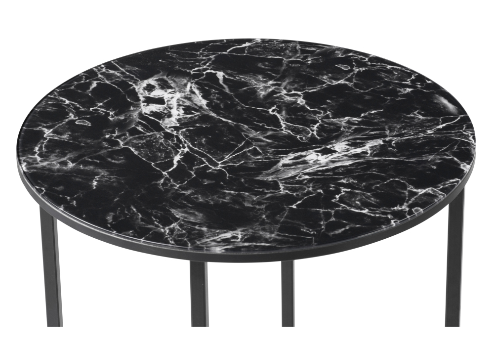 Журнальный стол Woodville Манеттия стекло мрамор черный / черный 507408