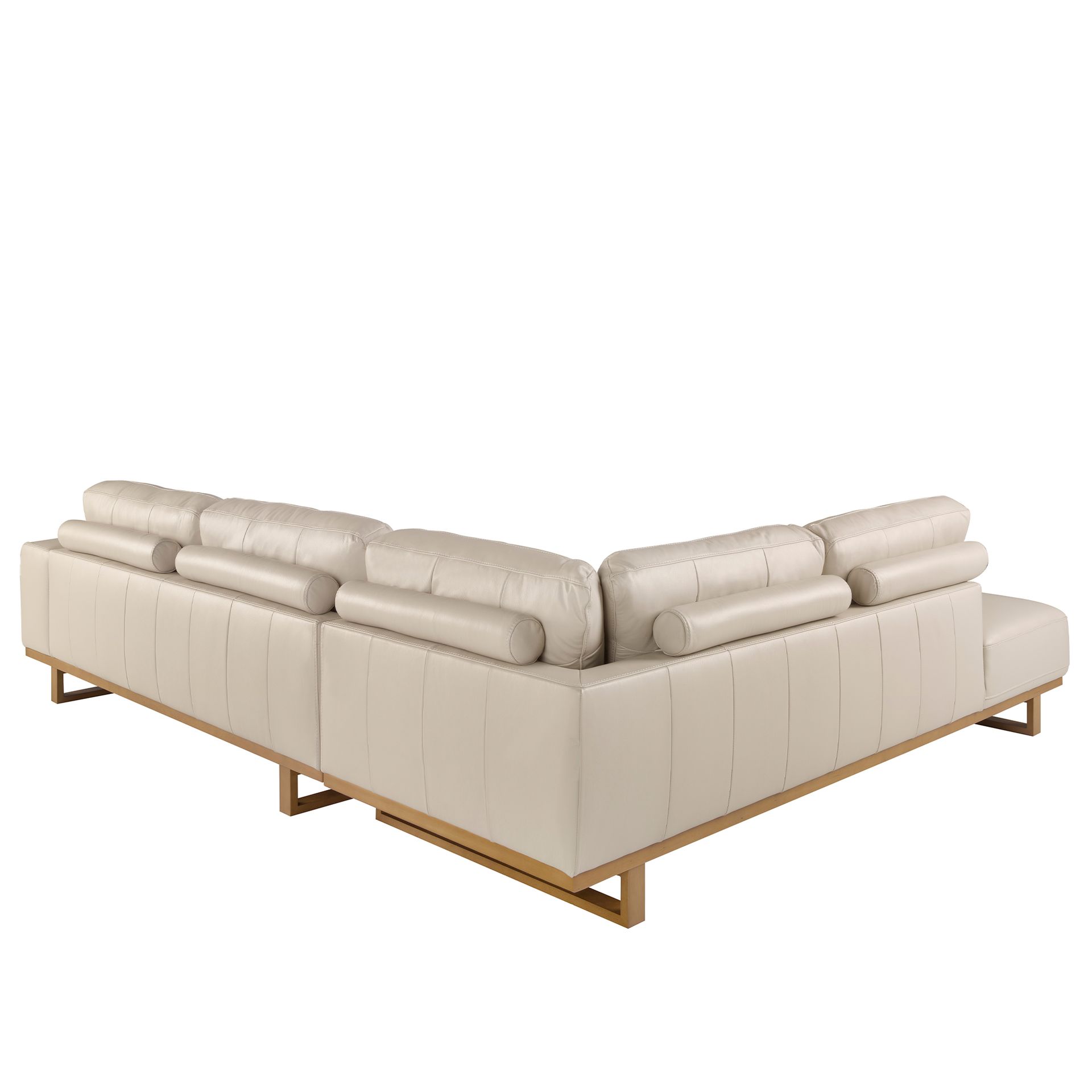 Угловой диван с левым шезлонгом 6204/5603-L-T541011 из песочной кожи Angel Cerda