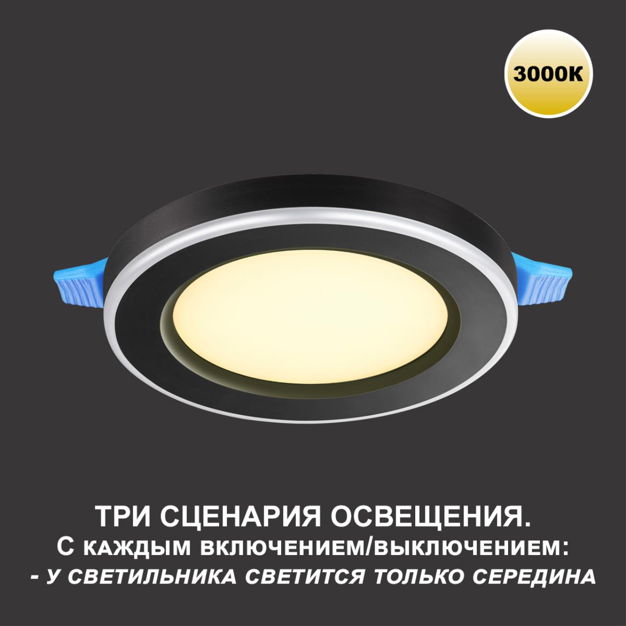 Светильник встраиваемый светодиодный (три сценария работы) Novotech 359021