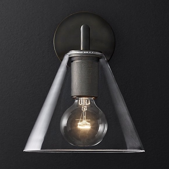 Бра Rh Utilitaire Funnel Shade Single Sconce Black By Imperiumloft