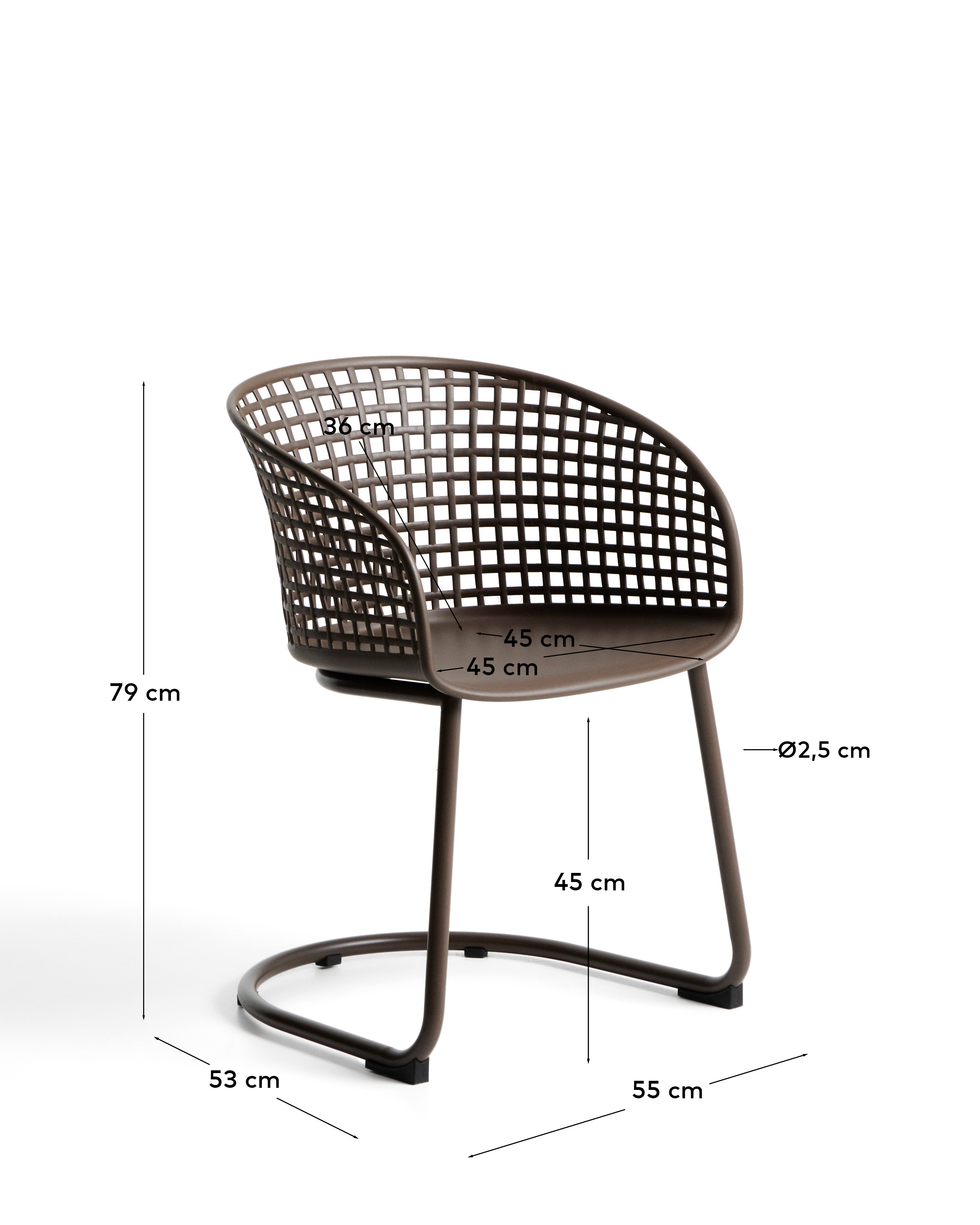 Уличный стул Tenaro из коричневого пластика и стали La Forma 482361