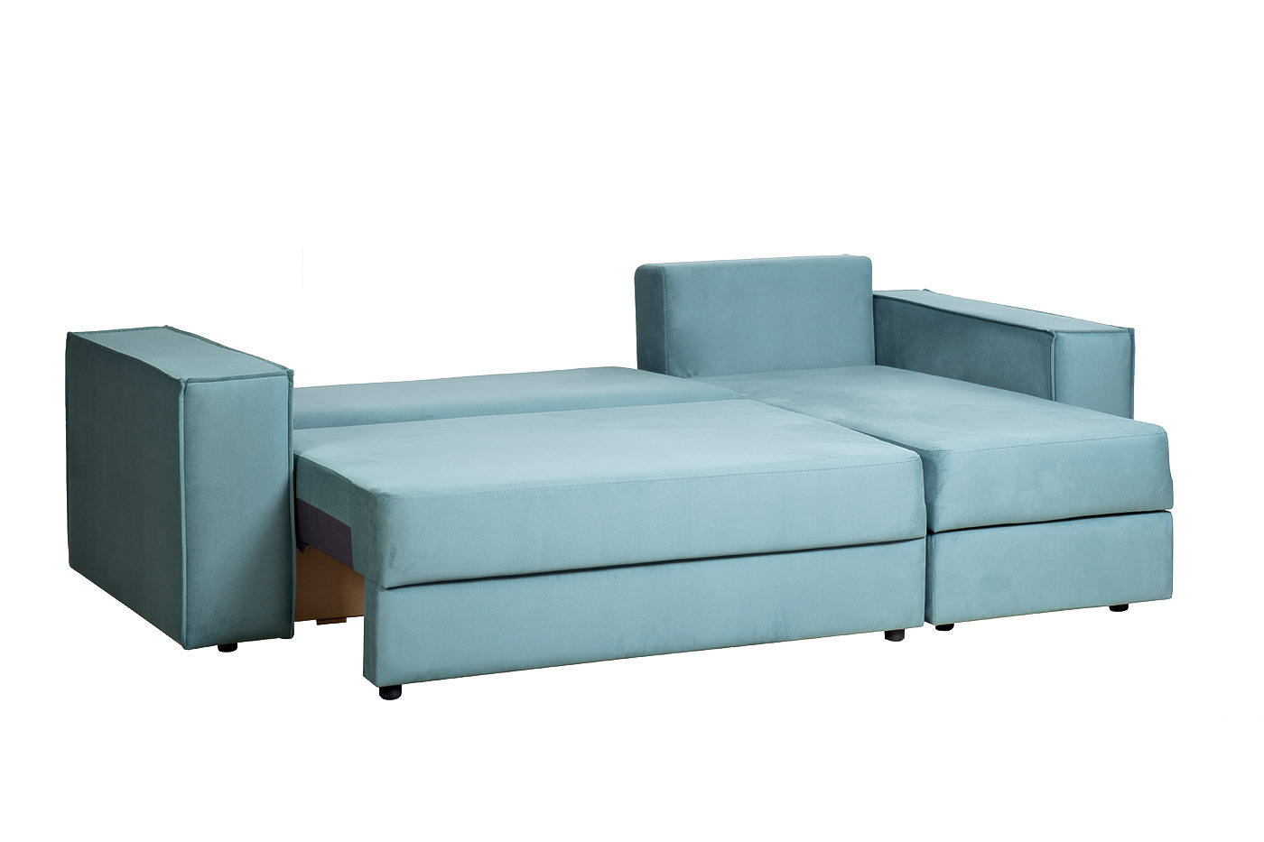 Диван Bergamo трехместный с канапе правый раскладной бирюзовый Garda Decor BERGAMO-3MR-1K-БИРЮЗОВЫЙ-Vel43