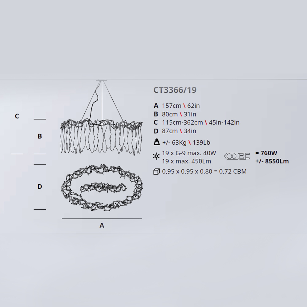 Люстра Serip CT3366/19