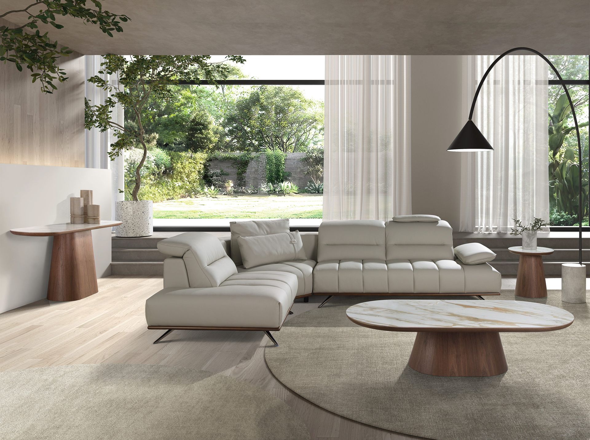 Журнальный стол 2160 из керамики в мраморной отделке и ореха Angel Cerda