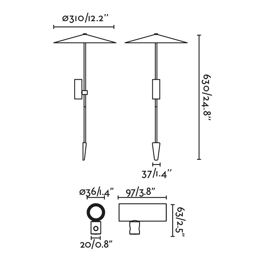 Ландшафтный светильник CLAP черный 630 LED 6W 3000K 38° C/PLAT S 24 Faro