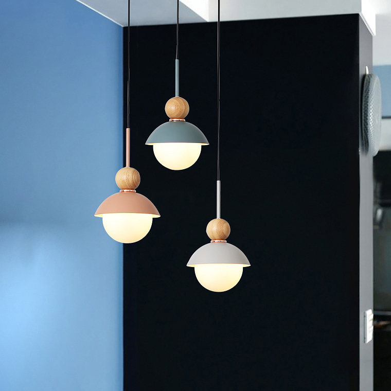 Подвесной светильник POMPON WOOD Голубой by ImperiumLoft