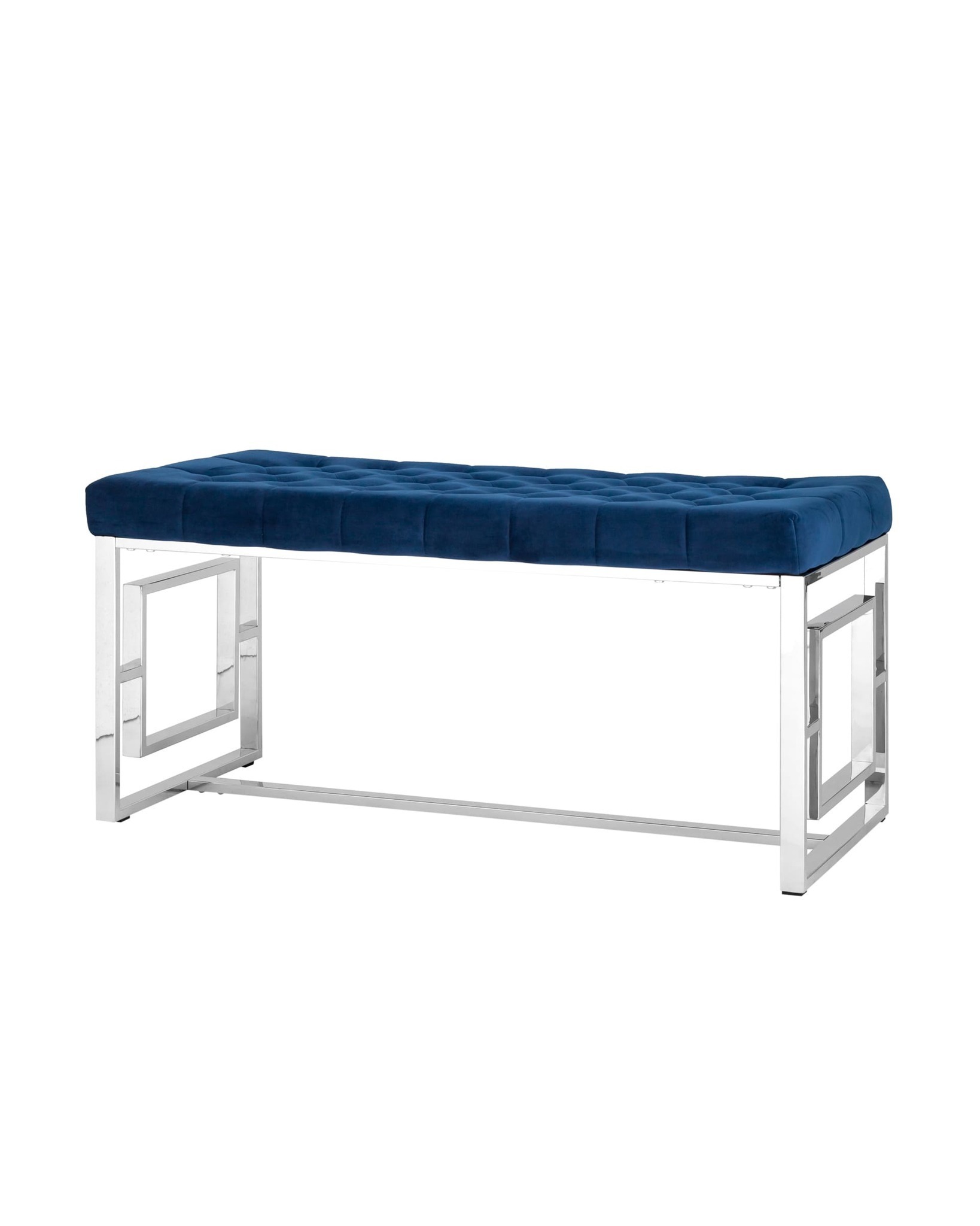 Банкетка-скамейка БРУКЛИН велюр синий сталь серебро Stool Group