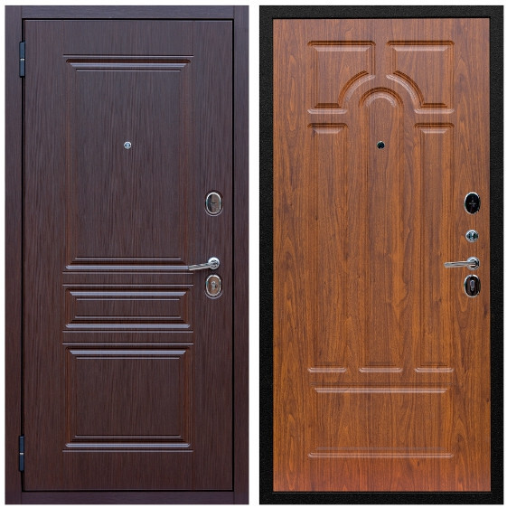 Дверь входная Graf Экстра МДФ 10 мм ФЛ-243 Лиственница шоколад / МДФ 6мм ФЛ-58 Мореная береза