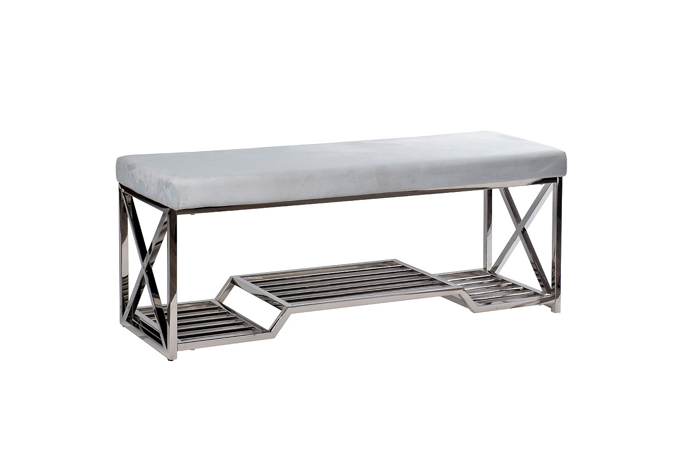 Банкетка велюровая голубая/хром Garda Decor 47ED-010BAN-GLB