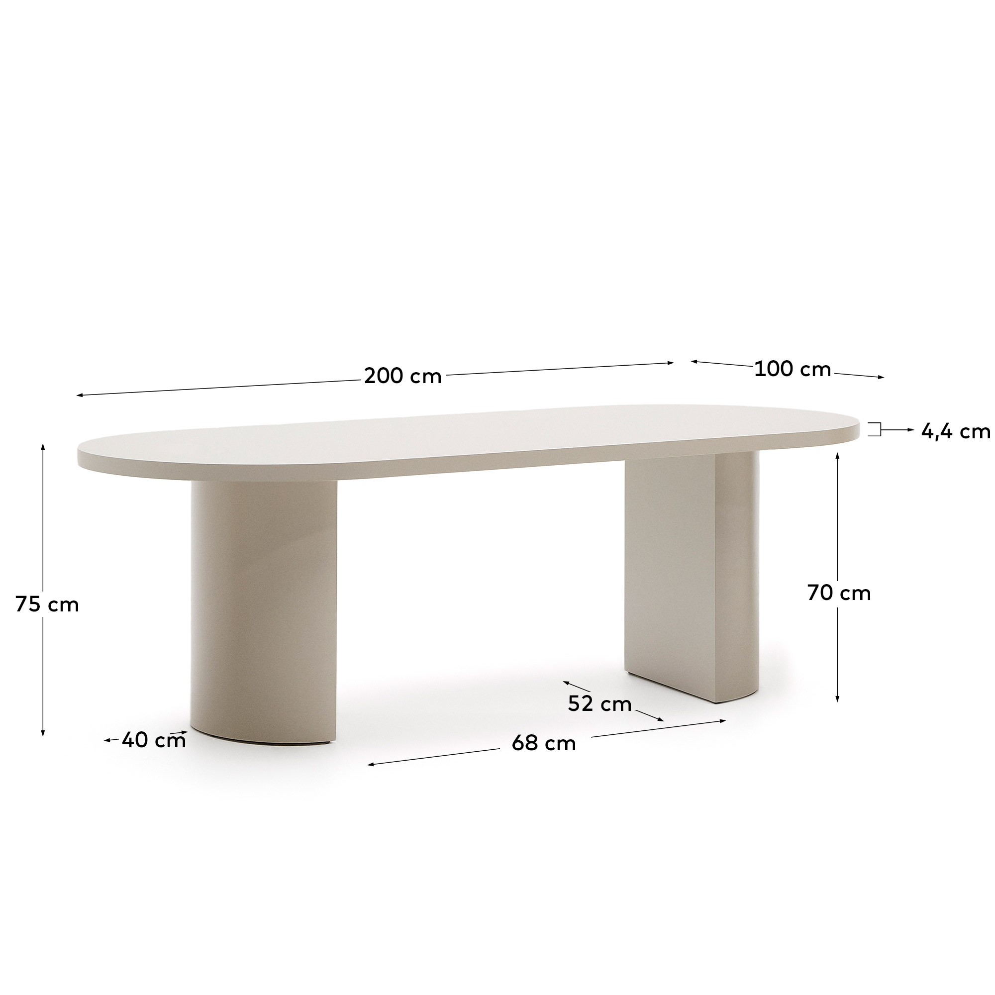 Стол Nealy из лакированного МДФ в отделке экрю, 200 x 100 La Forma (ex Julia Grup)