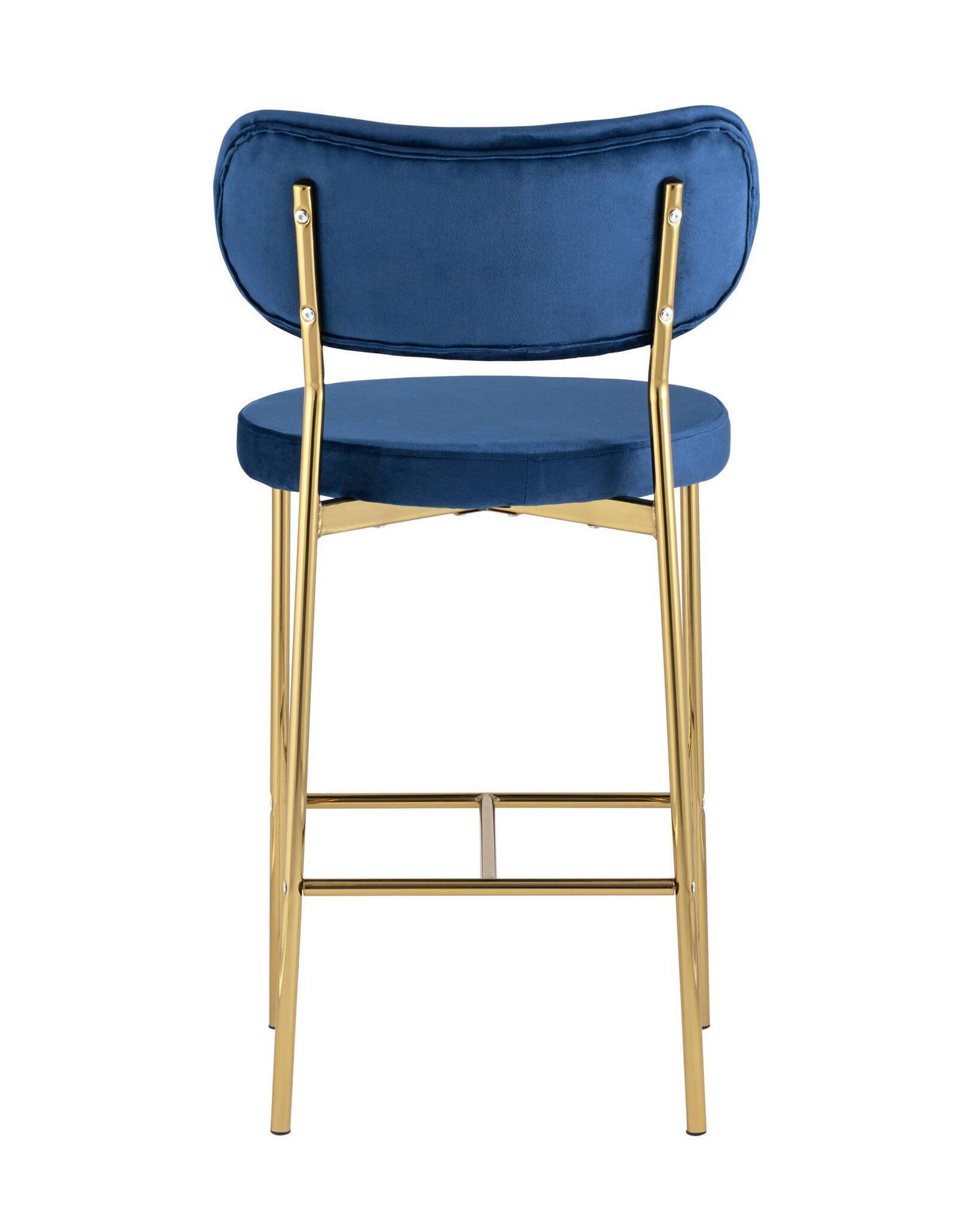 Стул полубарный Барбара велюр синий золотые ножки Stool Group