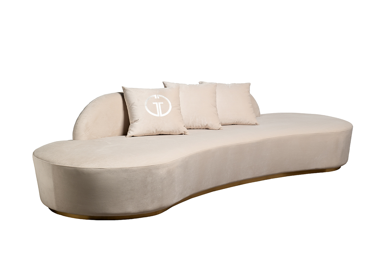 Диван Lea трехместный велюровый кремовый Garda Decor 87YY-DIV2262