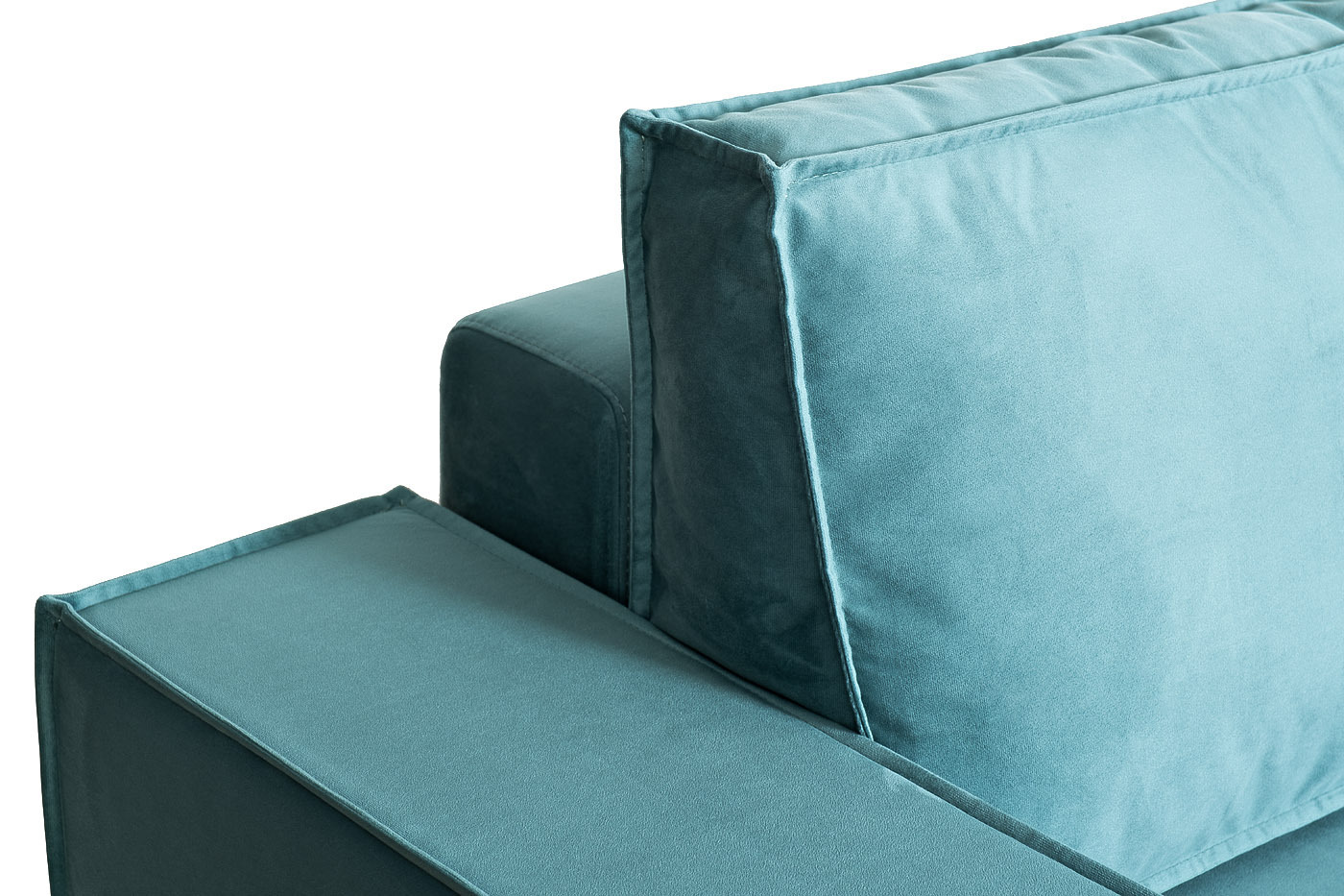 Диван Bergamo трехместный с канапе правый раскладной бирюзовый Garda Decor BERGAMO-3MR-1K-БИРЮЗОВЫЙ-Vel43