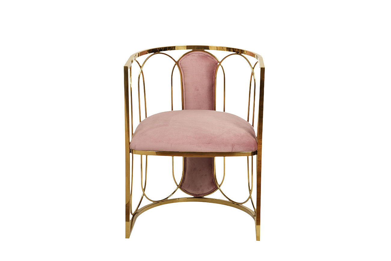 Стул велюровый розовый/золото Garda Decor GY-DC8352GOLD-PK