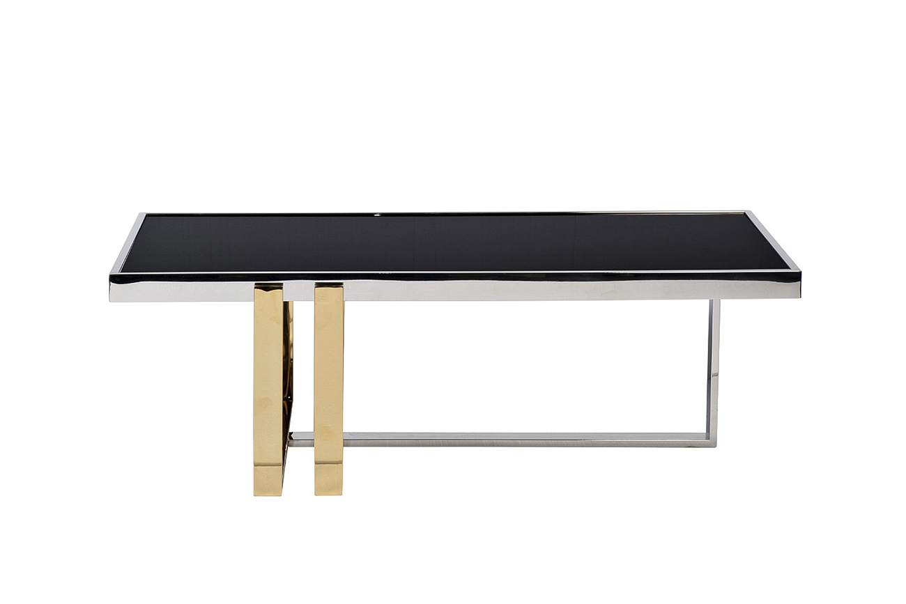 Стол журнальный черное стекло/хром/золото Garda Decor 47ED-20910