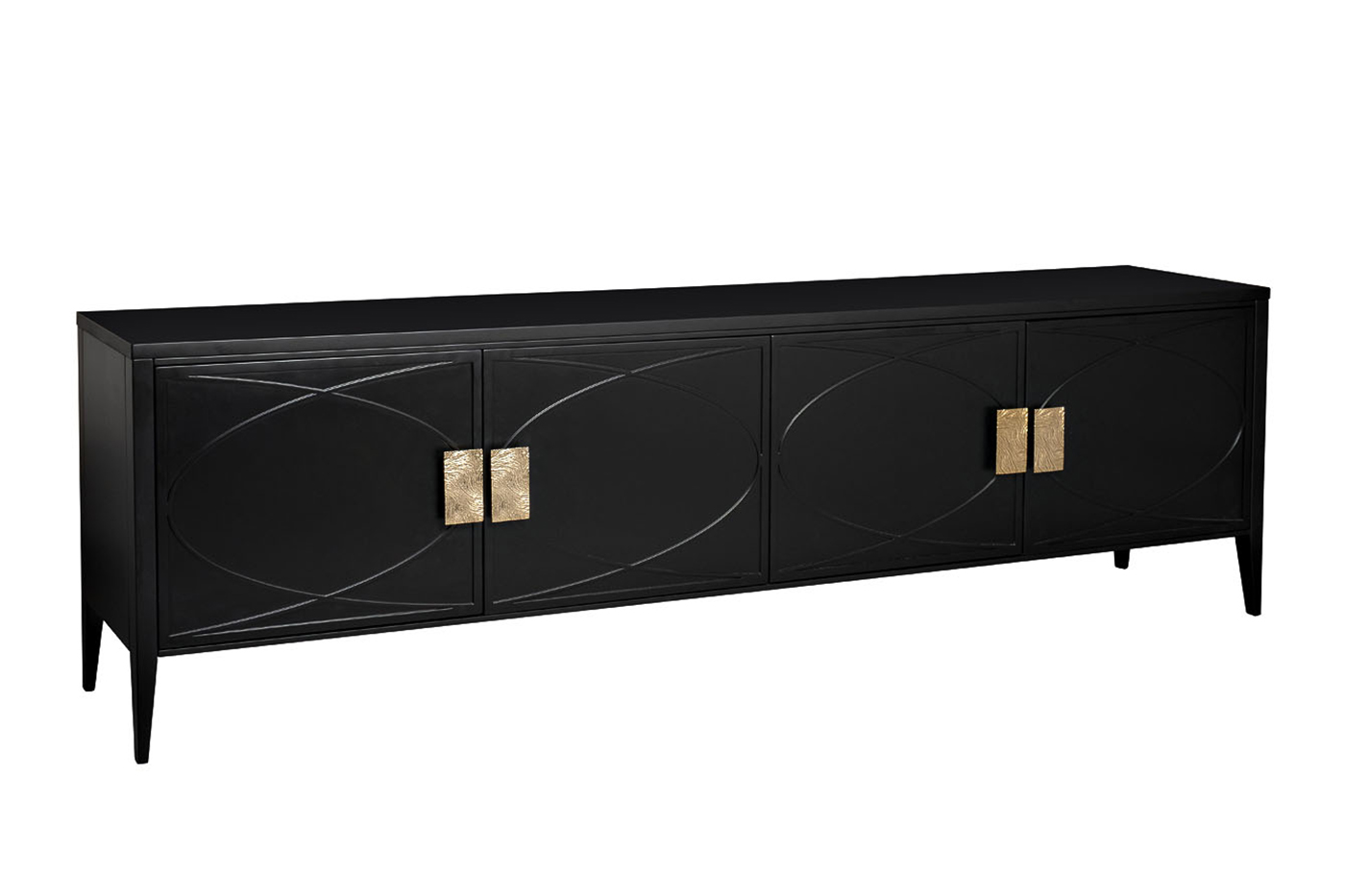 Тумба под телевизор черная с дверцами Garda Decor 151SV-00005