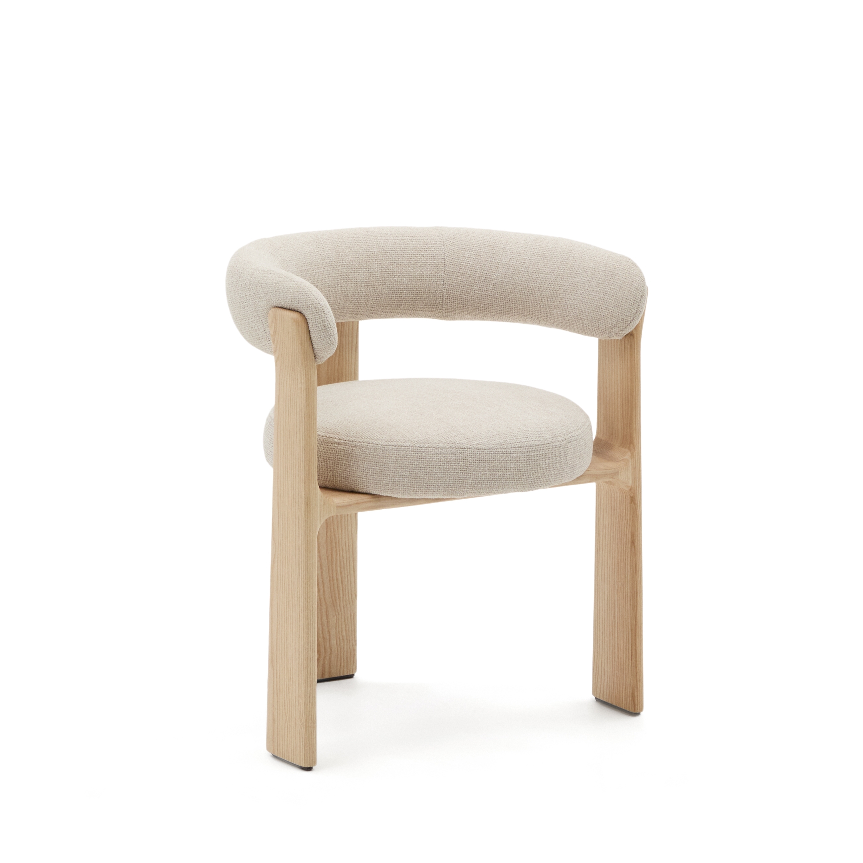 Granite Стул на 3 ножках из бежевого шенилла и массива ясеня в натуральной отделке La Forma (ex Julia Grup)