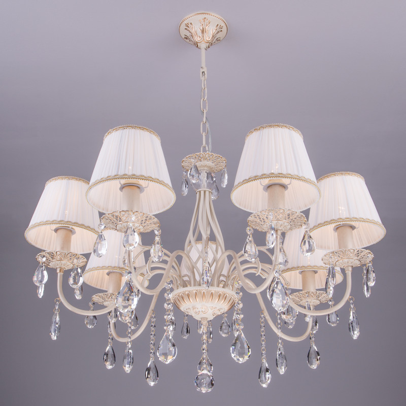 Подвесная люстра Eurosvet 3637/7 белый с золотом/прозрачный хрусталь Strotsk