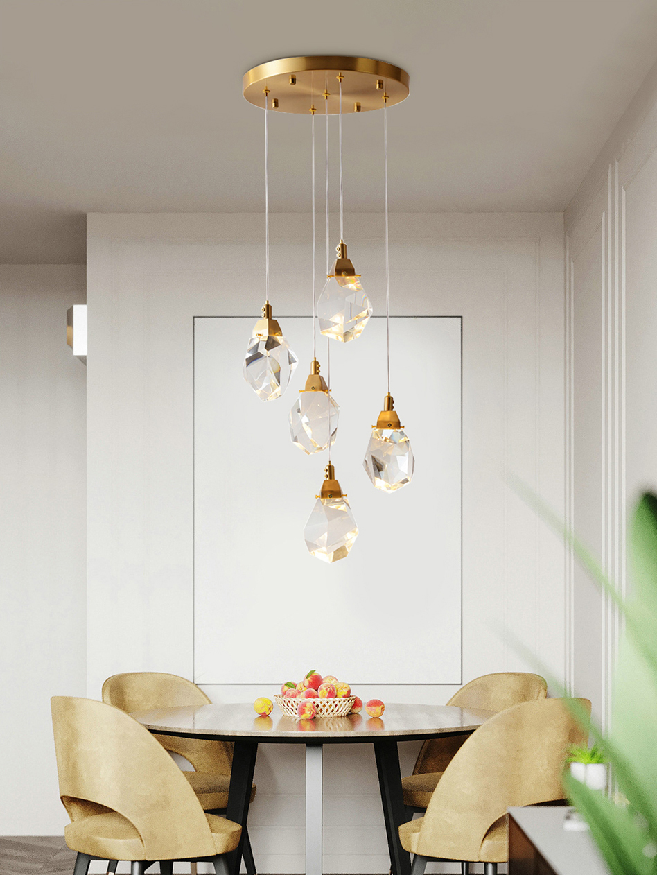Подвесной светильник  Delight Collection Crystal rock 5 gold