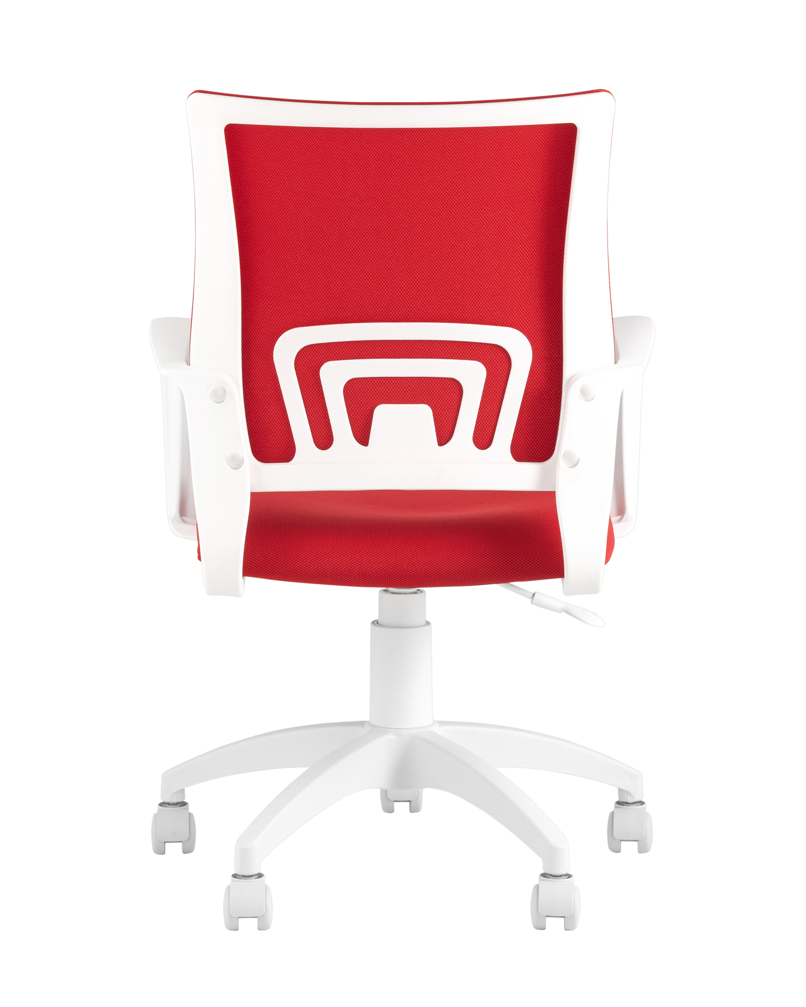 Кресло офисное Topchairs ST-BASIC-W спинка белая сетка сиденье красная ткань крестовина белый пластик Stool Group