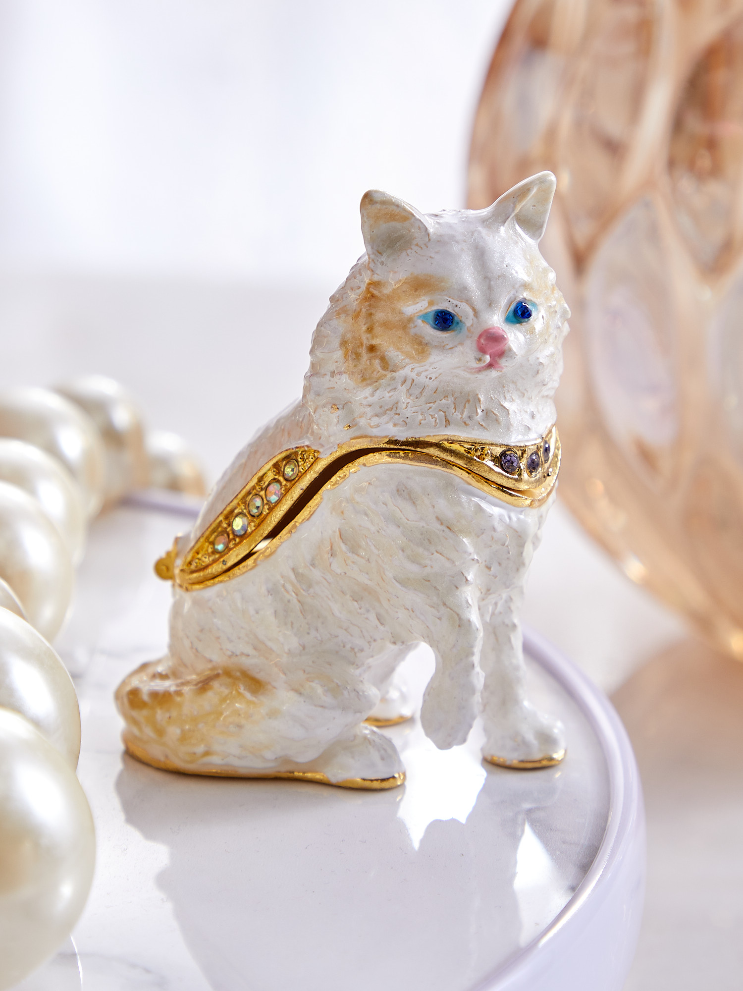 Шкатулка для драгоценностей со стразами Котик Glasar 39-075