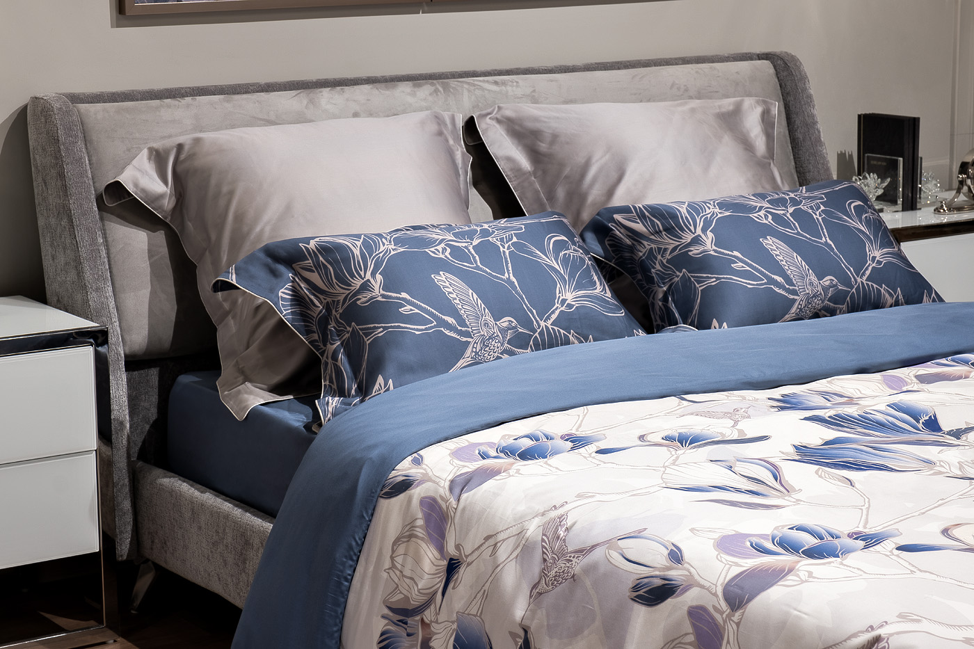 Комплект из 2х наволочек 50х70см синий с принтом Garda Decor 144HF-10410