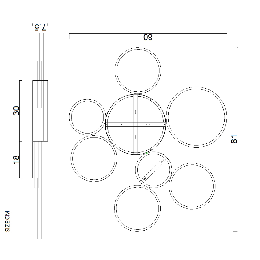 Потолочная Люстра В Виде Колец Twine 7 Rings Black By Imperiumloft
