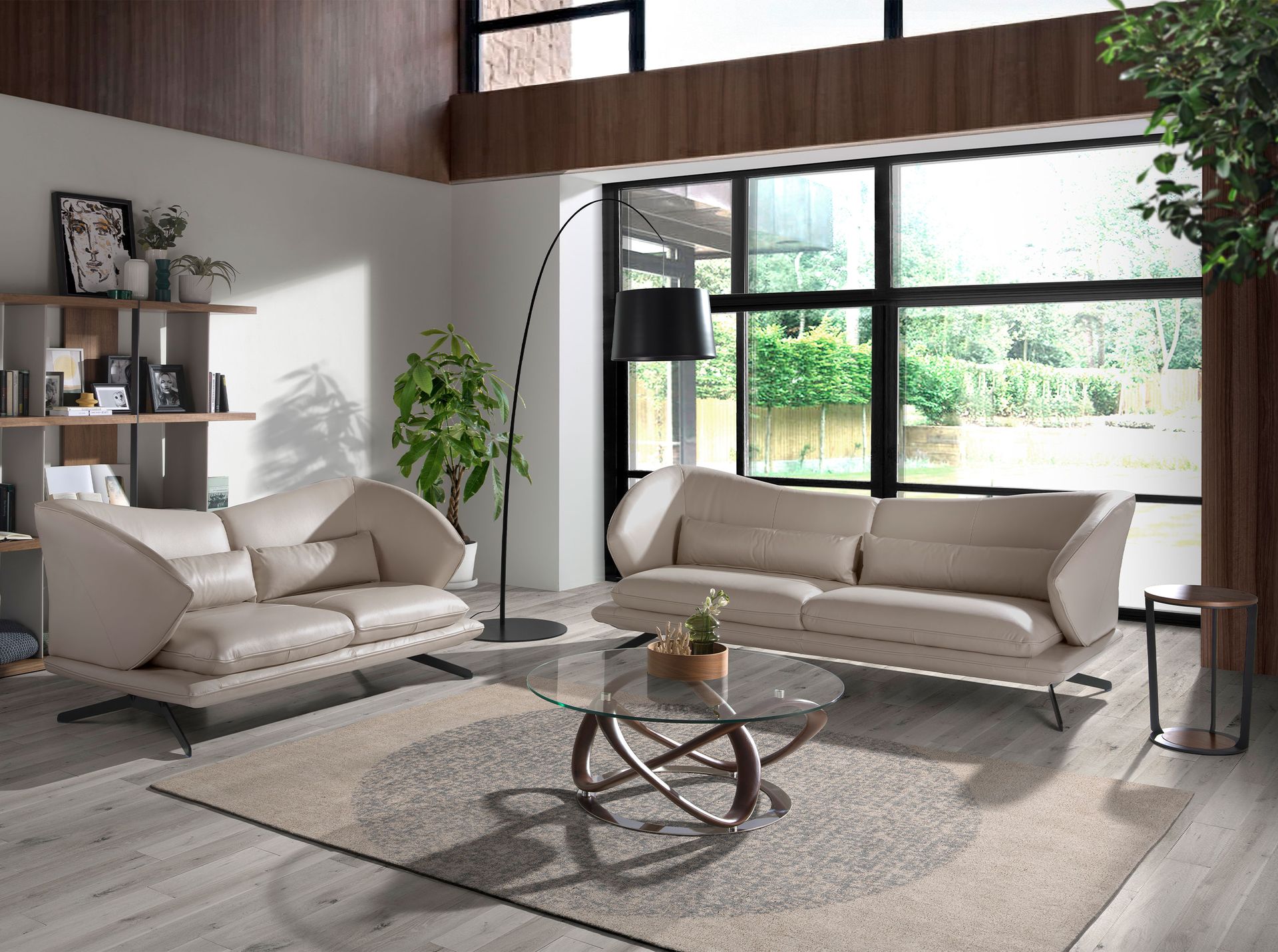 Круглый журнальный столик из стекла и массива ореха CT20050 /2064 Angel Cerda