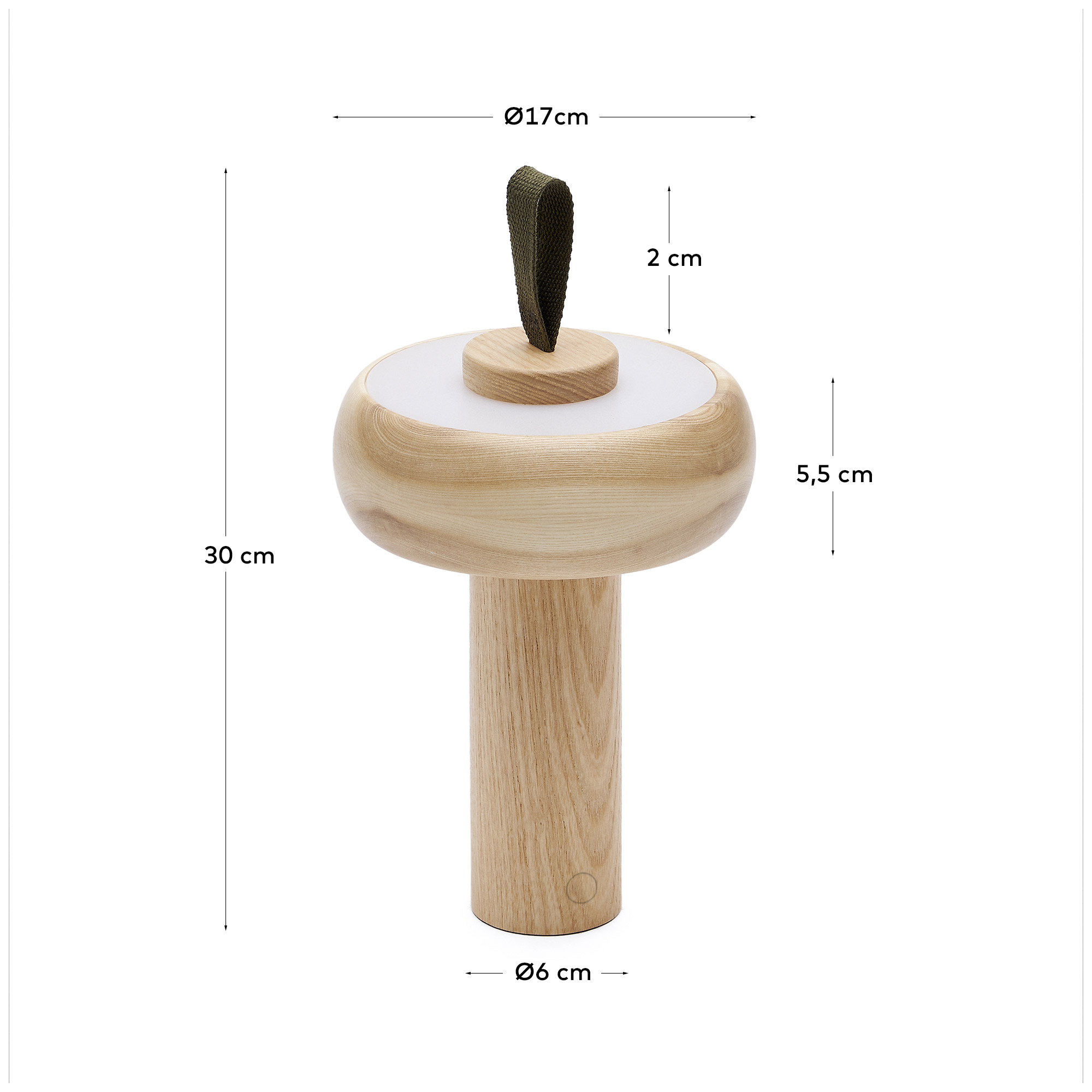 Luba Переносная настольная лампа из массива ясеня и зеленой хлопковой ручкой La Forma (ex Julia Grup)