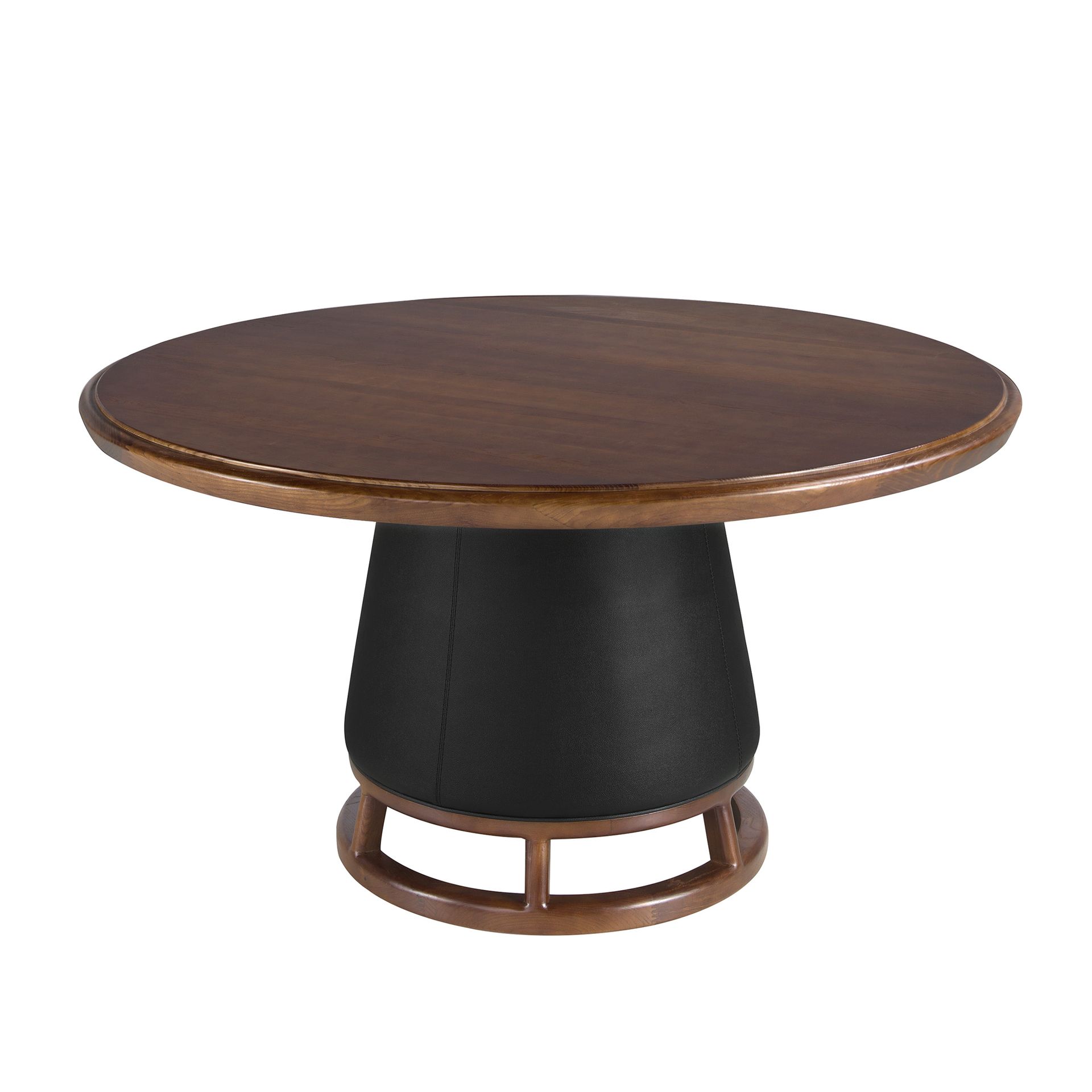 Круглый обеденный стол 1168 из темного ореха и обивкой из экокожи Angel Cerda