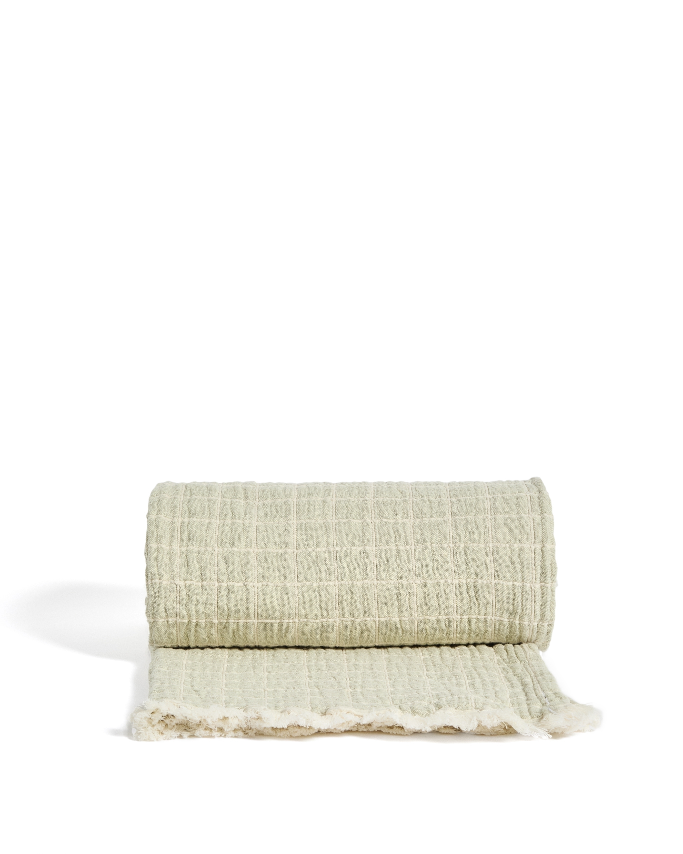 Плед Tivaro из хлопка, жаккардовый в светло-зеленую клетку двухсторонний 130 x 170 см La Forma (ex Julia Grup)