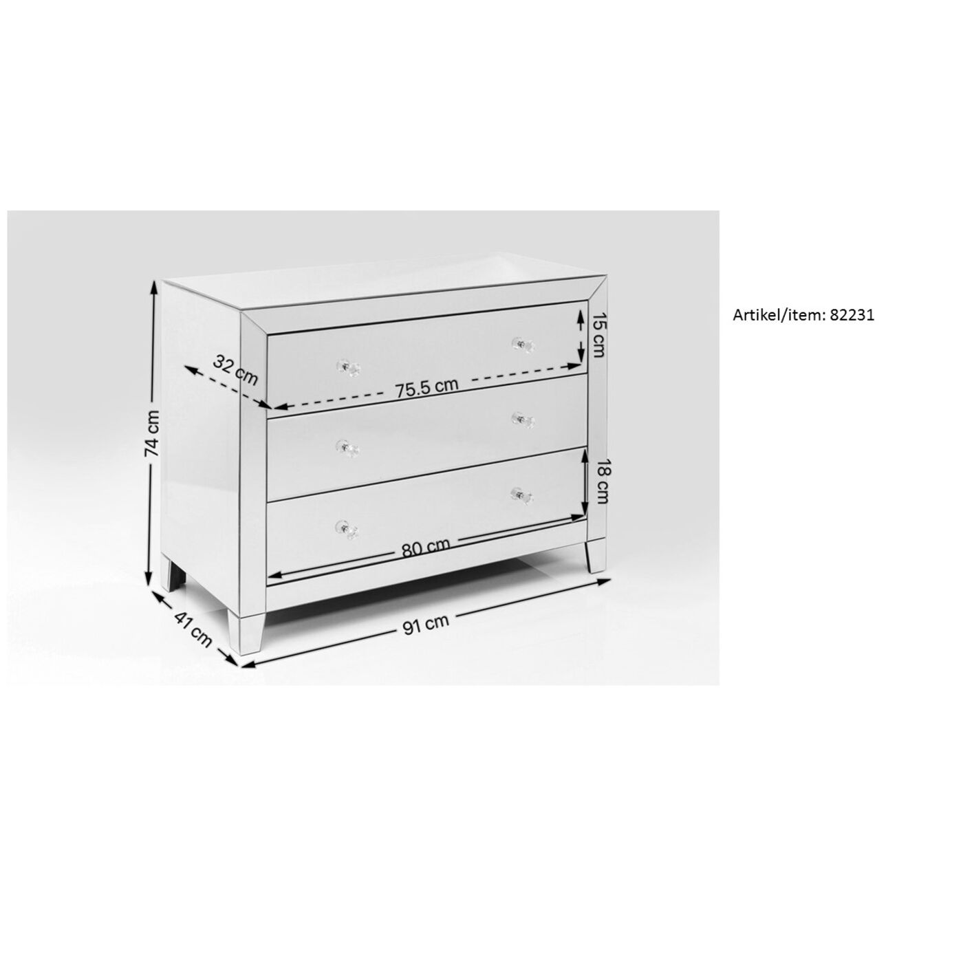 Комод Luxury Push 3 ящика White KARE 85399