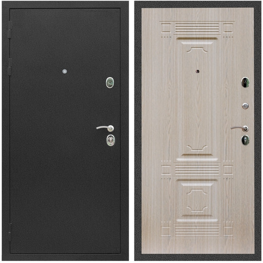 Дверь входная Graf Люкс ТП-70 Черный крокодил / МДФ 6 мм ФЛ-2 Дуб беленый