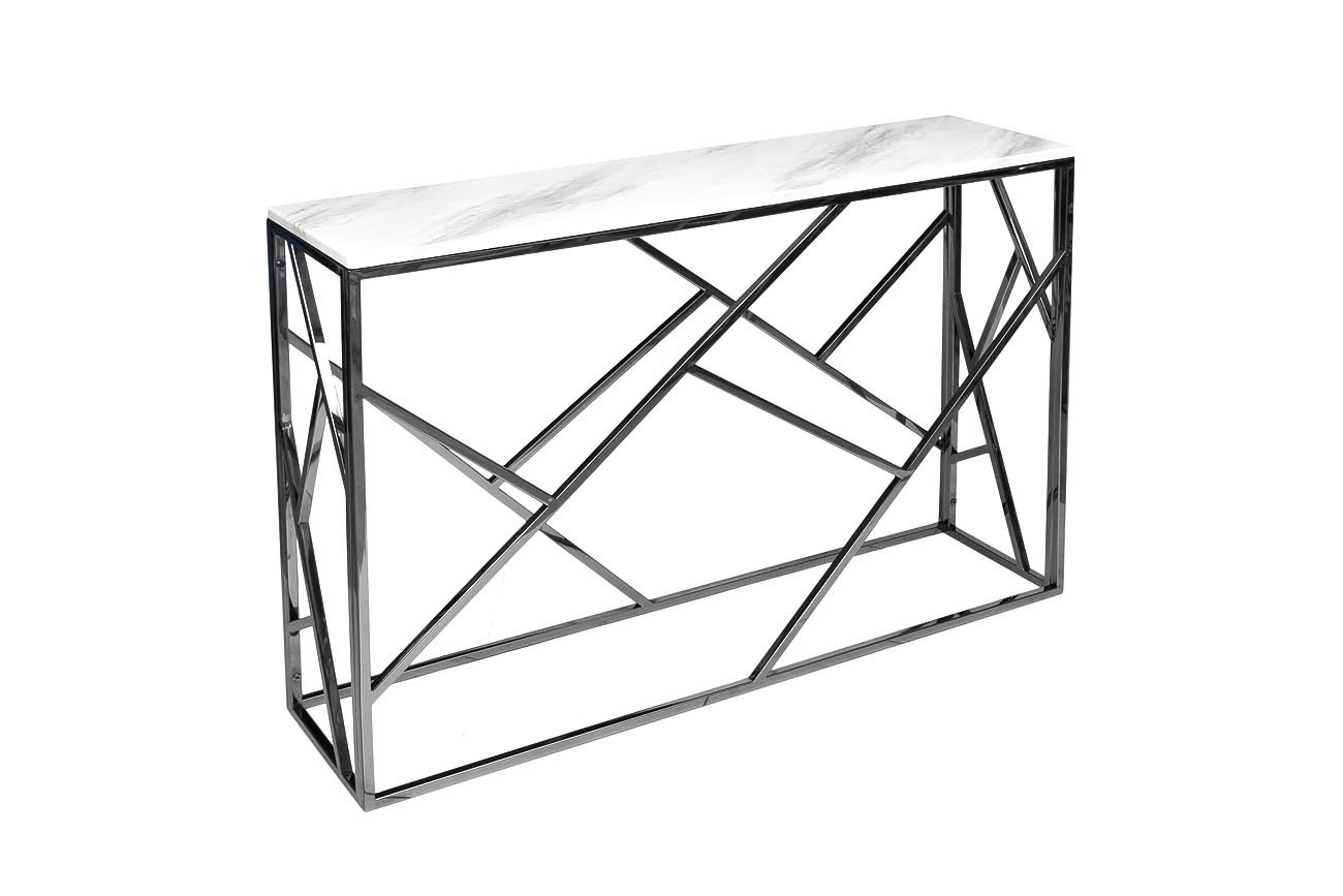 Консоль искусственный белый мрамор/темный хром Garda Decor GY-CST2051214BLSM
