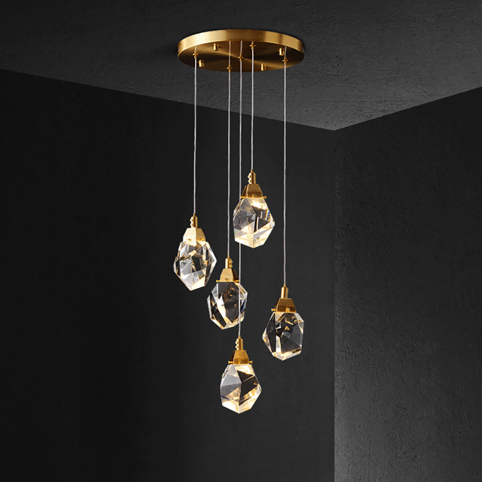 Подвесной светильник  Delight Collection Crystal rock 5 gold