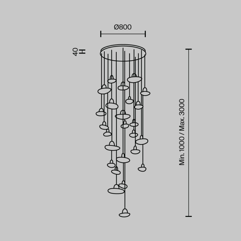 Каскадная люстра MODELUX MS.2326.25 BK