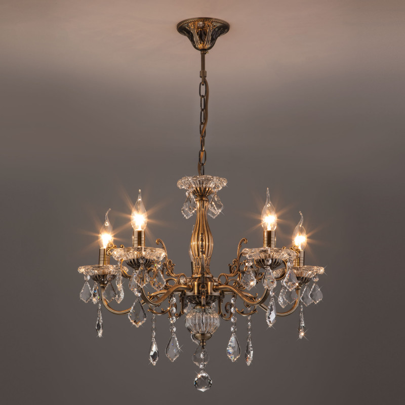 Подвесная люстра Eurosvet 3281/5 античная бронза/прозрачный хрусталь Strotsk